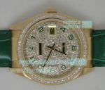 Replica Rolex Datejust Arab Dial Green Leather Strap Watch
